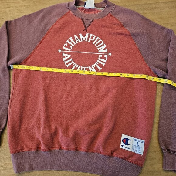 Vintage Champion Authentic Sweatshirt Mens L Crewneck Red Maroon 90's - Picture 7 of 8
